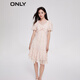 ONLY時(shí)尚少女印花泡泡袖V領(lǐng)中裙連衣裙女|123207122 HBG 粉色玫瑰滿印PINK ROSE AOP S (160) 80A