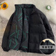 策息棉服男情侶棉服女棉衣冬季羽面包絨服潮流加厚外套男士棉襖棉衣 2216黑色 XL -建議120-150斤左右