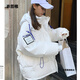 衣圖雅棉服女冬季學(xué)生裝2022年新款寬松韓版ins連帽面包服加厚棉衣女時尚百搭連帽棉襖外套女 白色 均碼