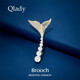 Qlady魚(yú)尾防走光胸花胸針高檔女小眾高級感輕奢別針時(shí)尚配飾新年禮物 金色+魅藍禮盒