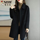 啄木鳥(niǎo)大碼中長(cháng)款紅色雙面毛呢外套女2026秋冬新款加厚媽媽呢子大衣冬款 YX2143黑色 M