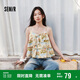 森馬（Semir）襯衫女短款修身荷葉邊度假風2025夏甜美滿印吊帶小衫109325104002