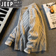 JEEP SPIRIT潮品復古編織菱格拉鏈開(kāi)衫毛衣男士秋冬款立領(lǐng)加厚針織衫外套 灰色 M (100-115斤)