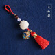 物藏堂 古風(fēng)可開(kāi)合香囊球菩提蓮花流蘇汽車(chē)鑰匙扣包包掛件復古文藝女 大紅款（送一瓶香丸）