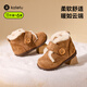 卡特兔童鞋兒童雪地靴男寶寶棉鞋加絨女童學(xué)步鞋毛毛鞋嬰兒冬季機能鞋子 棕色 24 內長(cháng)14.5cm  腳長(cháng)13.6-14.2