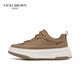 未畢（VICKI BROWN）【VB男鞋】法國品牌新款板鞋厚底舒適休閑鞋時(shí)尚復古皮鞋男 棕色 40 (250mm) 歐碼
