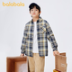 巴拉巴拉男童加絨襯衫中大童寶寶洋氣格子襯衣秋冬新款童裝上衣潮 卡黑色調00459-208423102103 150 cm