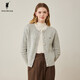 POLOWALK商場(chǎng)同款 女士羊毛衫秋冬圓領(lǐng)開(kāi)衫淑女潮流絞花休閑 淺灰 S (155)