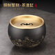 久堂純黃銅鏨刻茶洗輕奢高端茶渣缸帶蓋水洗水盂建水小號廢水缸杯洗盆 黑色-祥云黃銅建水