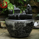 柏尼森大型陶瓷流水魚(yú)缸水缸陽(yáng)臺造景水循環(huán)魚(yú)缸辦公室客廳養魚(yú)缸落地缸 小號寫(xiě)意荷花套裝 帶底座