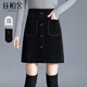 絲柏舍2025秋裝新款女簡(jiǎn)約修身單排扣黑色高腰防走光A字裙半身裙