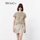 MO&Co.【涼感】T恤夏啞光鉚釘臟染褪色dirtyfit彈力正肩美式摩安珂 甘草綠色 S 160