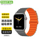 MSSM適用蘋(píng)果手表表帶apple iwatch磁吸硅膠表帶ultra3/S11/10/9/8/Se3運動(dòng)表帶 鮮橙配灰49/46/45/44