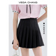 VEGA CHANG百褶裙女2025年夏新款辣妹約會(huì )裙子學(xué)院風(fēng)高腰半身裙學(xué)生a字短裙 黑色 S