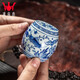 鐘家窯（Zhong' s Kiln）鐘家窯陶瓷蓋置景德鎮全手工手繪魚(yú)藻紋實(shí)心鼓型茶道配件蓋置蓋托