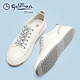 金利來(lái)（Goldlion）板鞋男 清倉男士休閑皮鞋 圓頭系帶牛皮男鞋 潮流小白鞋男 白色 40