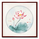 紫騰隨軒新中式九魚(yú)荷花圖客廳裝飾畫(huà)水墨畫(huà)餐廳飯廳掛畫(huà)臥室中國(guó)風(fēng)壁畫(huà) 圖2 40*40cm紅木色實(shí)木框