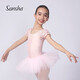 三沙（Sansha）兒童短袖芭蕾舞蹈服TUTU裙網(wǎng)紗練功裙泡泡袖演出服68AG0010粉S