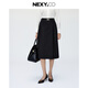 奈蔻商場(chǎng)同款2025春季新款中長(cháng)款a字壓褶中長(cháng)款半身裙女 黑色 L