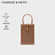 CHARLES&KEITH拼色老花手提单肩斜挎手机包女士CK6-70701213 Chocolate巧克力色 XS