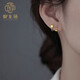 御龍鏡  999足金星星黃金耳釘五角星S型扭扭耳針愛心圓球彎鉤耳飾送女友 星星耳釘一對