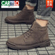 卡帝樂(lè )鱷魚(yú)（CARTELO）馬丁靴男士英倫風(fēng)休閑冬季加絨男中幫保暖工裝靴真皮高幫皮鞋男靴 MDX-棕色單 42