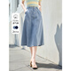 香影（xiangying）牛仔半身裙女2025夏季新款復古高腰顯瘦中長(cháng)傘裙大擺a字裙子 淺藍 XL