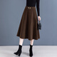 魅力棠毛呢半身裙女秋冬季2025新款高腰顯瘦a字百搭寬松中長(cháng)款大擺傘裙 咖色 XL 29(115-125斤)