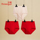 三槍內褲女純棉高腰大碼內衣中年打底全棉中老年襠女士三角褲[3條裝] 妃色+大紅+大紅 3XL