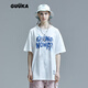 古由卡（GUUKA）xSANK聯(lián)名短袖t恤女寬松潮牌2025秋冬嘻哈情侶印花五分袖運動(dòng)打底 白色 F3887 M