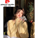 皮爾卡丹（pierre cardin）溫柔風(fēng)軟糯鵝黃色毛衣女早秋寬松慵懶風(fēng)氣質(zhì)外穿麻花針織衫 鵝黃色 S
