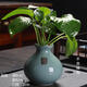茶臺擺件 植物復古粗陶花瓶禪意古樸客廳花插陶瓷小花器水培器皿 深藍色 哥窯小花器1