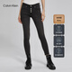 Calvin Klein Jeans秋季女士休閑合體鉚釘排扣毛邊彈力洗水牛仔褲J220551 1BY-牛仔黑 27