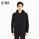 利郎輕時(shí)尚男裝【商場(chǎng)同款】風(fēng)衣男雙門(mén)襟連帽防風(fēng)外套Q5CFY104 黑 2XL (180)