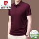 皮爾卡丹（pierre cardin）短袖T恤男士桑蠶絲中年休閑純色寬松翻領(lǐng)Polot恤衫夏季爸爸上衣服 酒紅色 2XL 180/96A