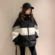 芳嬪青少女中學(xué)生羽絨棉服中款面包服高中生中長(cháng)款羽絨學(xué)院風(fēng)女生外套 黑色棉 L （100-120）
