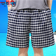 XQBKUW大格子棉睡·褲男士夏季薄款寬松褲衩5分褲胖200斤大碼短褲可外穿 一號色格子 2XL【建議120-140斤】