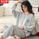 芊之雅（QIANZHIYA）睡衣女生秋冬加厚純棉夾層長袖家居服冬天空氣棉保暖夾棉加棉套裝 MFT-15009# XL 女170 (參考125-140斤)