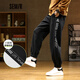 森馬森馬休閑褲男舒適小腳冬季男生字母圖案潮流束腳長(cháng)褲 黑色9000 175/80A/L