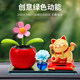 蕊杰汽車擺件太陽能中控臺(tái)招財(cái)貓裝飾擺件車內(nèi)高檔車載香薰男女士用品 紅太陽花+黃色招財(cái)貓+10ml香水