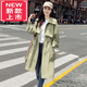 踏司紅中長款風(fēng)衣外套女2024春秋新款韓版時(shí)尚氣質(zhì)收腰薄款英倫風(fēng)大衣女 淺綠色 2XL 建議135-145斤穿