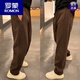 羅蒙（ROMON）春季潮流直筒彎刀休閑褲男女款寬松哈倫香蕉長(cháng)褲純色闊腿百搭男褲 咖色【常規】 L 【120-140斤】
