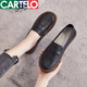 卡帝樂(lè )鱷魚(yú)（CARTELO）大碼單鞋女2026夏新品英倫百搭真皮軟底小白鞋平底樂(lè )福護士孕婦鞋 黑色 42
