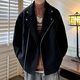 艾梵斯貝2022秋冬新款韓版時(shí)尚潮流休閑毛呢風(fēng)衣男大衣大碼外套青年帥氣毛呢外套上衣冬款風(fēng)衣外套 黑色 L