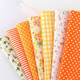 潘蘭德手工布片拼布diy田園小花碎花棉布面料棉麻布組布塊印花布頭布料 桔色系【50*50cm】7塊
