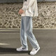 寫璇（XIEXUAN）牛仔褲男韓版潮流百搭休閑褲子男學生直筒闊腿褲男ins墜感長褲子 淺藍色 2XL