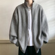 NEW OR MODE開(kāi)衫毛衣男春秋季復(fù)古寬松慵懶風(fēng)針織衫外穿休閑百搭拉鏈線衣外套 灰色 XL