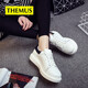 THEMUS小白鞋牛皮休閑女鞋學(xué)生鞋Y628 后跟白標 37