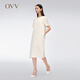 OVV春夏熱賣(mài)女裝簡(jiǎn)約圓領(lǐng)舒適休閑直筒短袖連衣裙 象牙白01 S