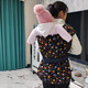 aboutbaby云貴川重嬰兒傳統燈芯絨背巾雙層款四季通用老式背帶薄款帶拉鏈 燈芯絨黑色小鴨子